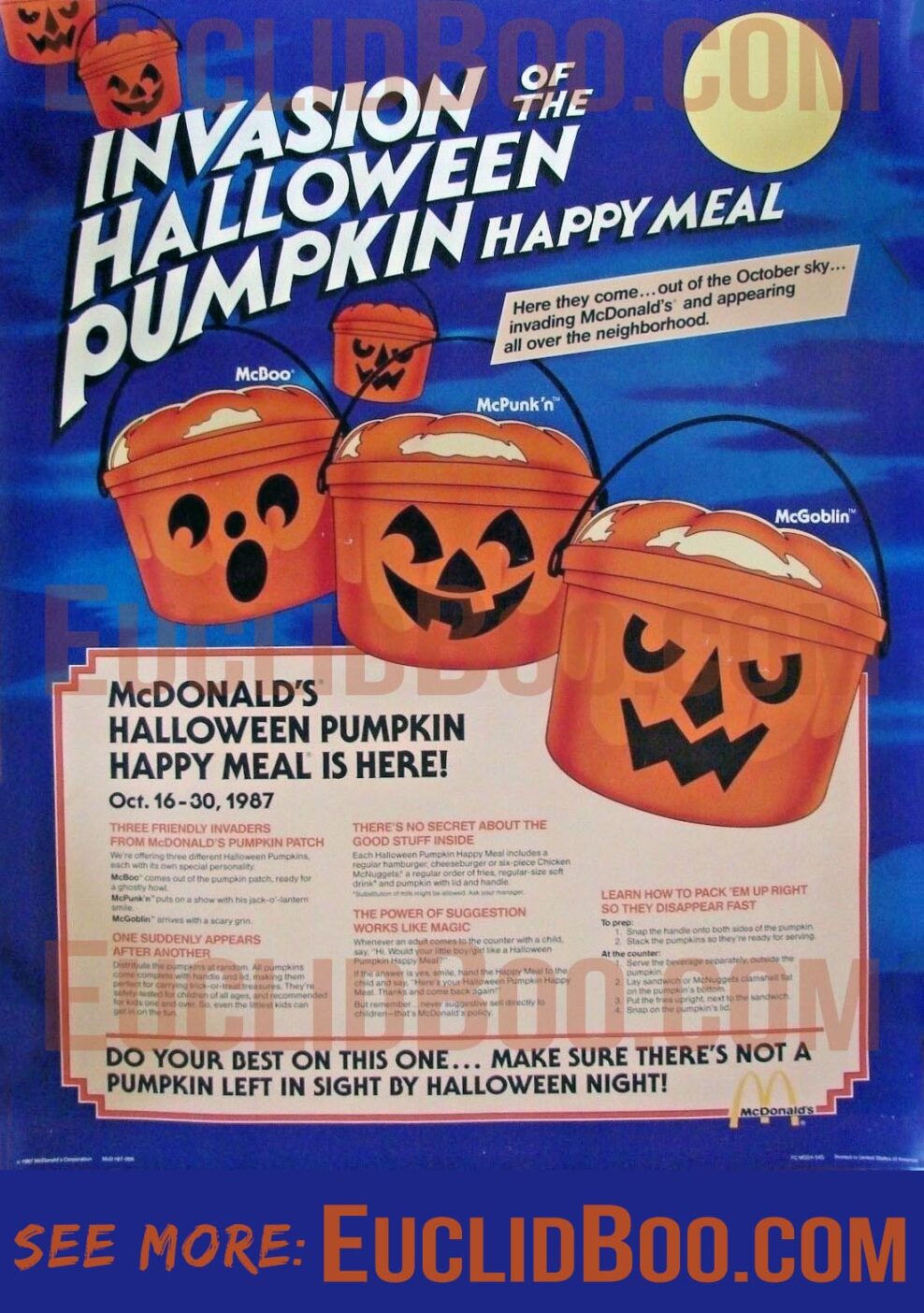 1987 McDonald's Halloween Pails