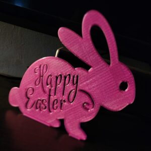 Happy Easter bunny standup 3d printed in pink